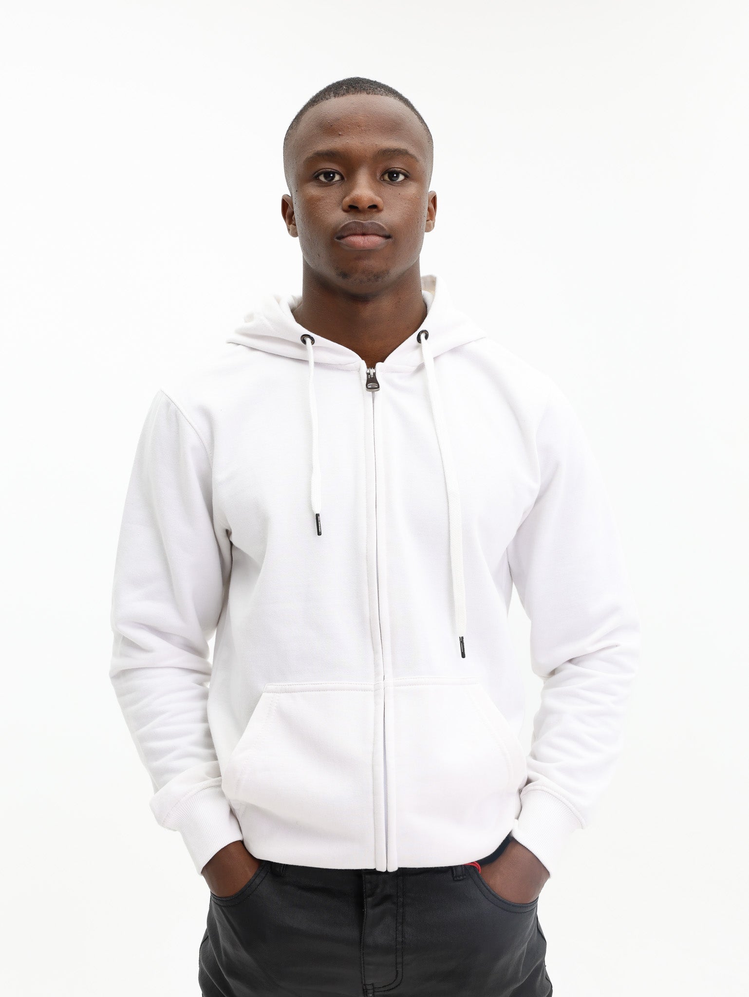 Ben Sherman Jacket Check Emb Zip Thru Hoodie White